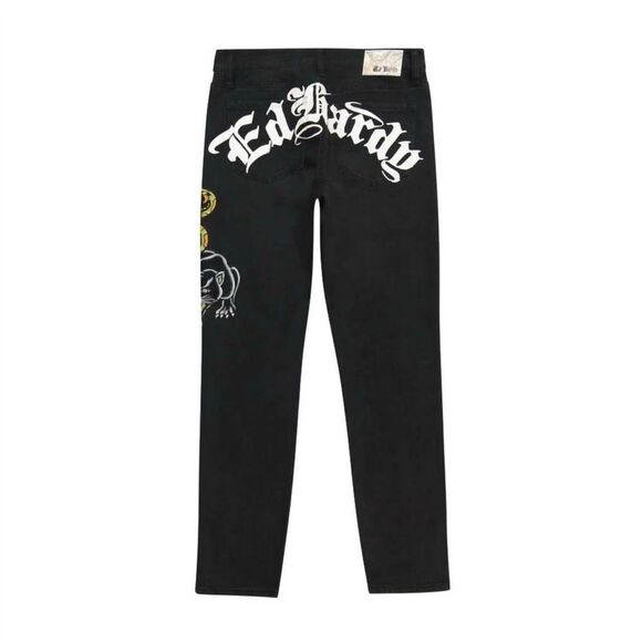 Ed Hardy Men's Slim Tapered Jeans Black Skull Dagger Embroidered Size 38 - Picture 5 of 12